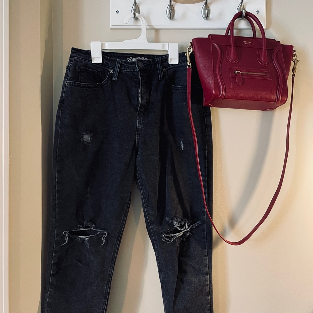 CLASSIC Black Mom Jeans, Distressed & Comfy
